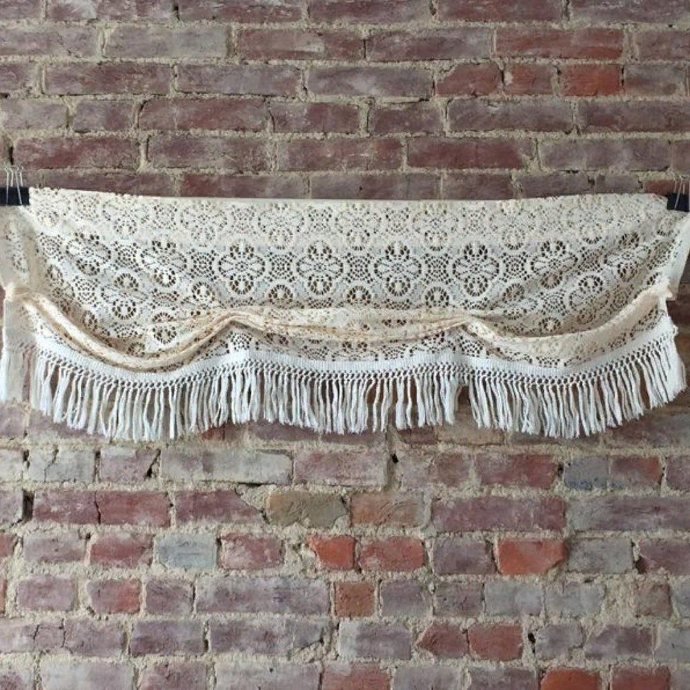 Curtain Lace Valance Flowers 48" W x 15" L Ivory